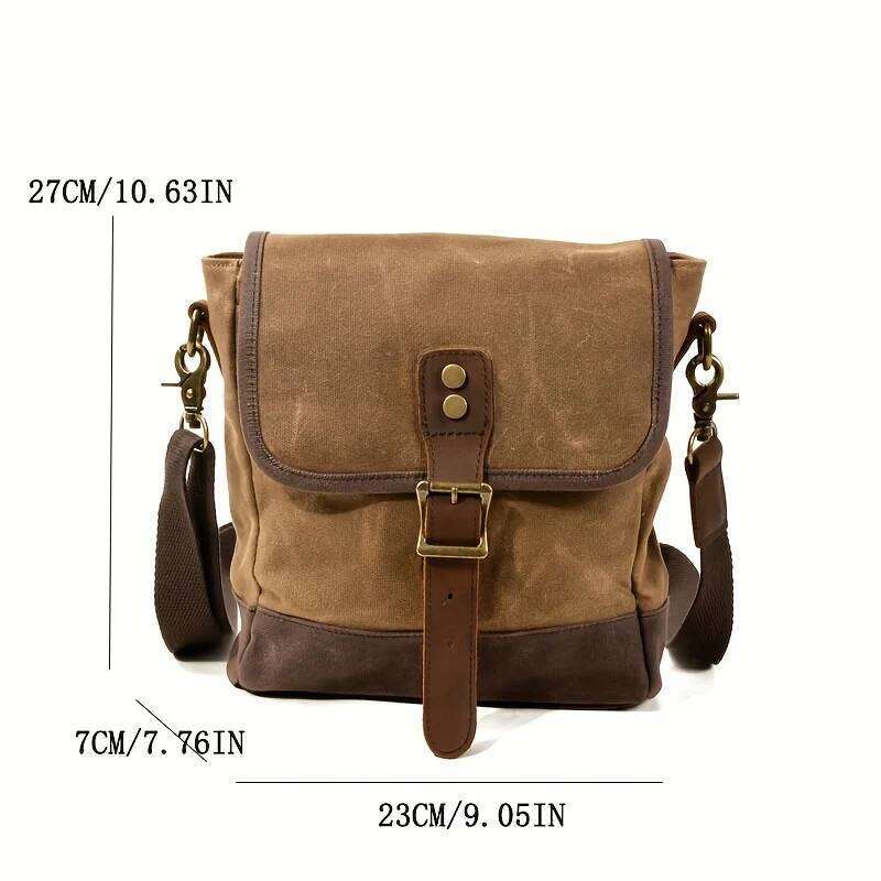 City Bag Japan And South Korea New Men's Fashion Crossbody Shoulder Oil Waxed Canvas With Leather Leisure Outside Travel Bag