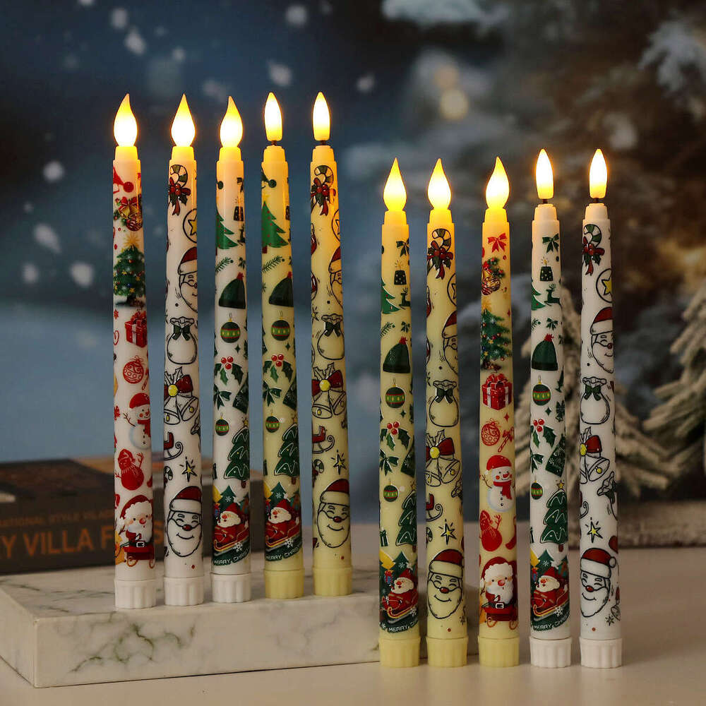 European Style Simulation Long Rod Printed Remote Control Timed Electronic Candle Creative Gift Decoration Prop