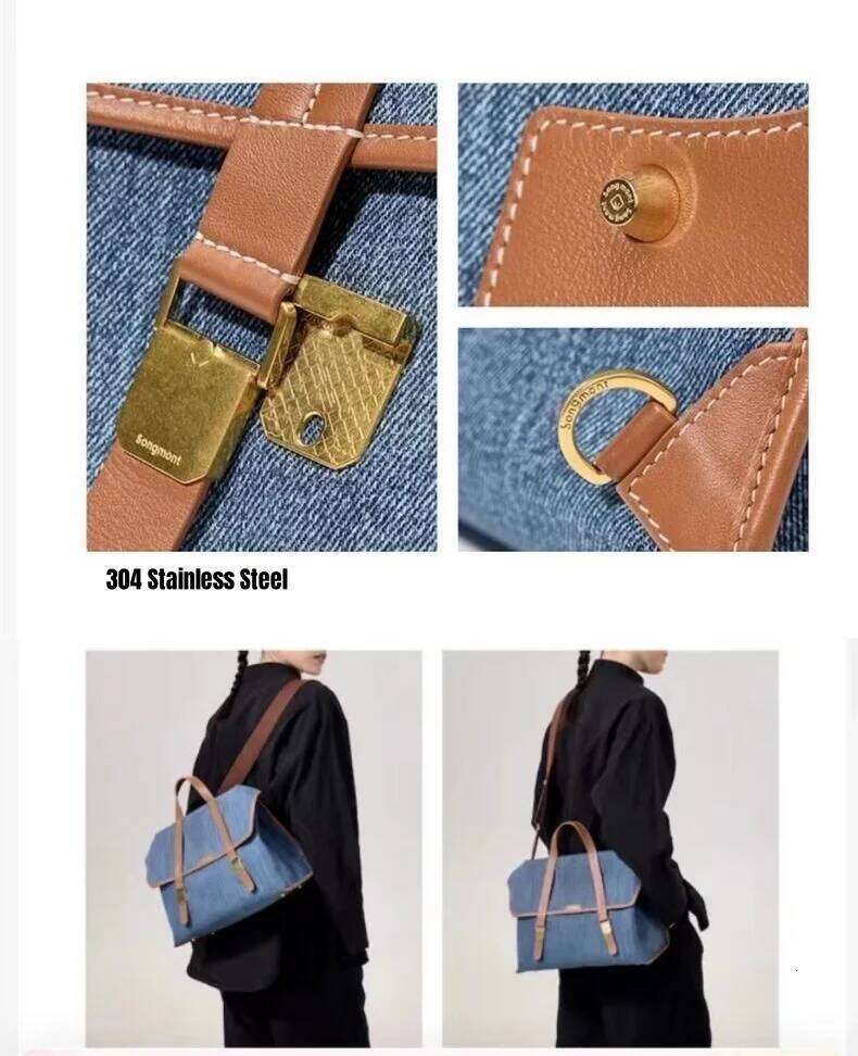 Tour Calendar Briefcase Double Shoulder Business Duty Large Capacity Women's Bag Denim Bags Soft