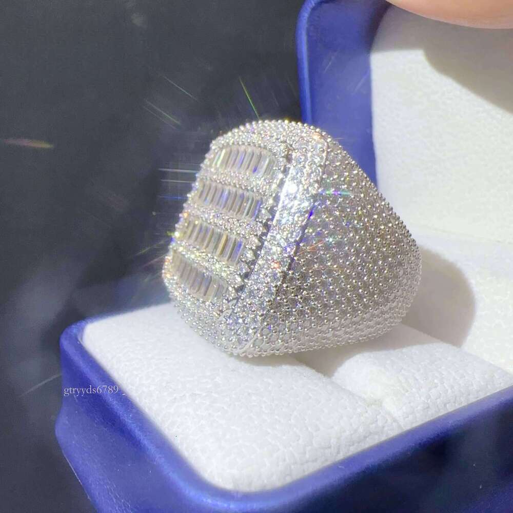 Ready to Ship Lan Dia Custom Sier Vvs Moissanite Iced Out Hip Hop Jewelry Mens Ring