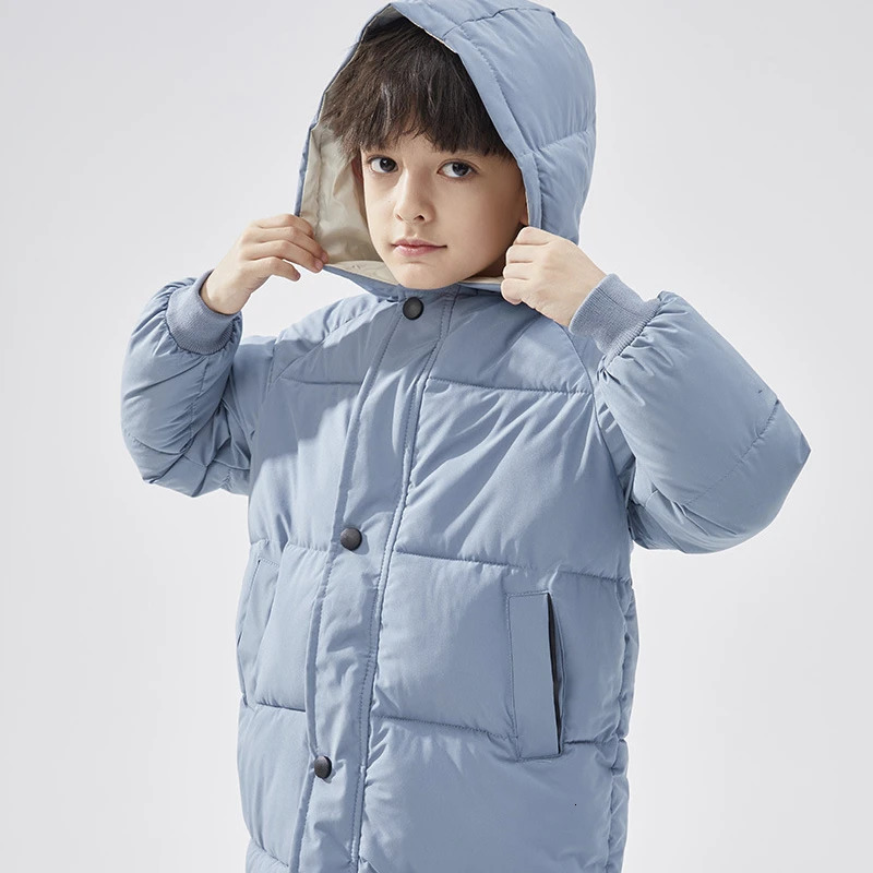 1-12Y Winter Kids Down Waterproof Jacket Boys Girls Solid Warm Parka Coat Cold Protection Hooded Cotton Windbreaker Outerwear 250813