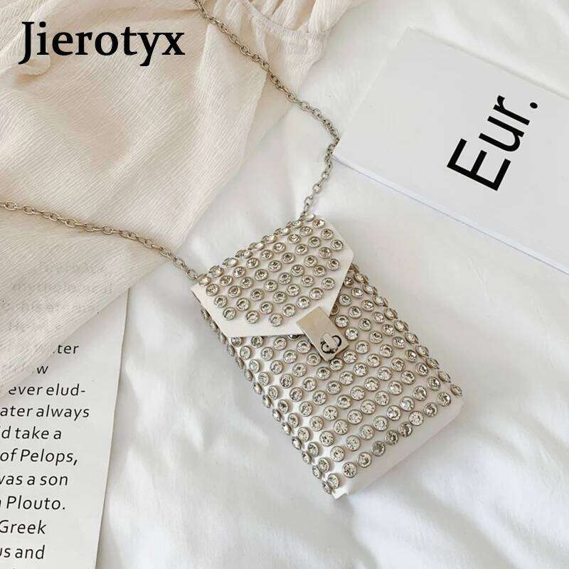 JIEROTYX Full Rhinestone Women Phone Bags Detachable PU Leather Waist Belt Shoe chain Crossbody Shoulder Bag Pack