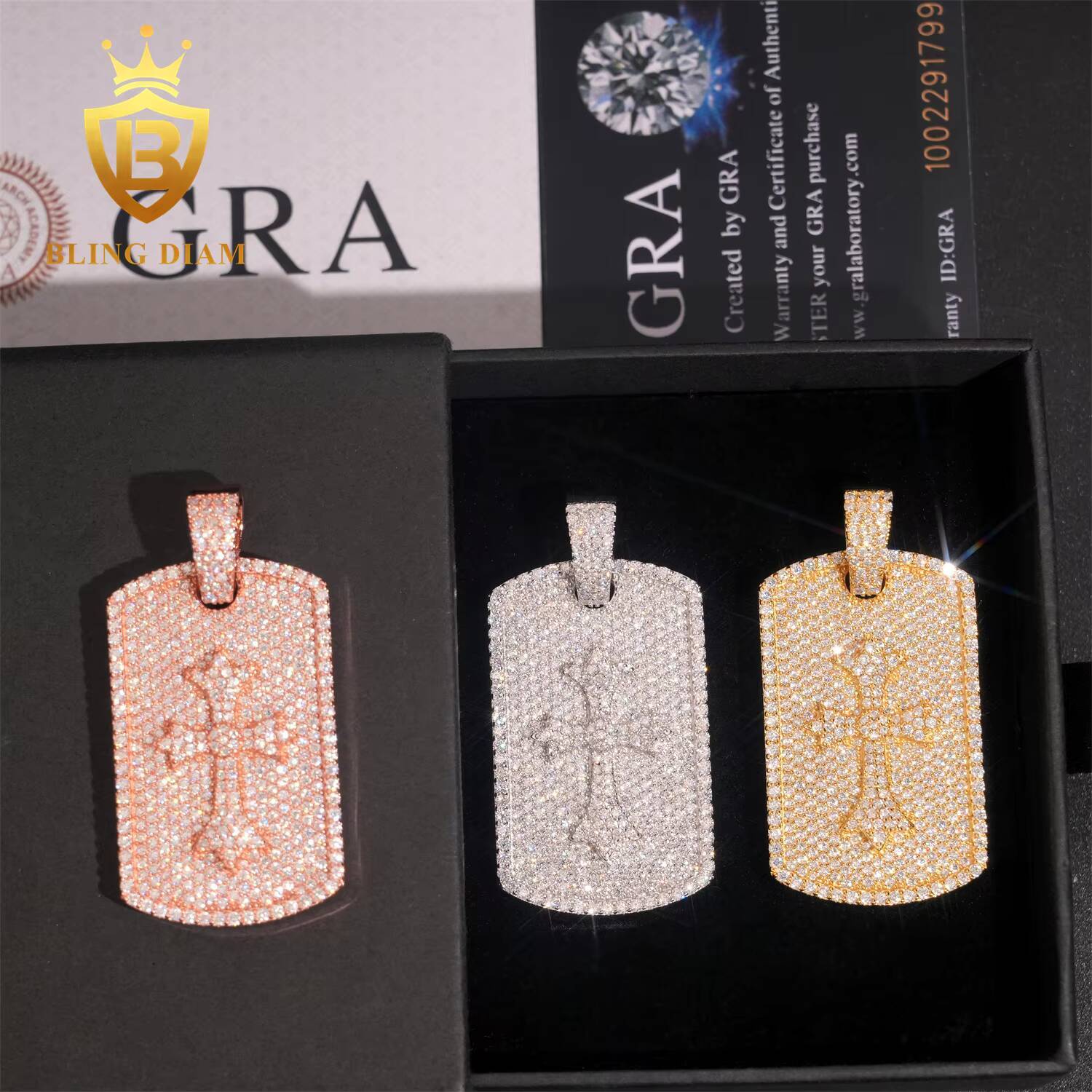 Hip Hop Jewelry Tag Pendant Fully Iced Out Moissanite Diamond Pendant 925 Soild Silver Ready to Ship