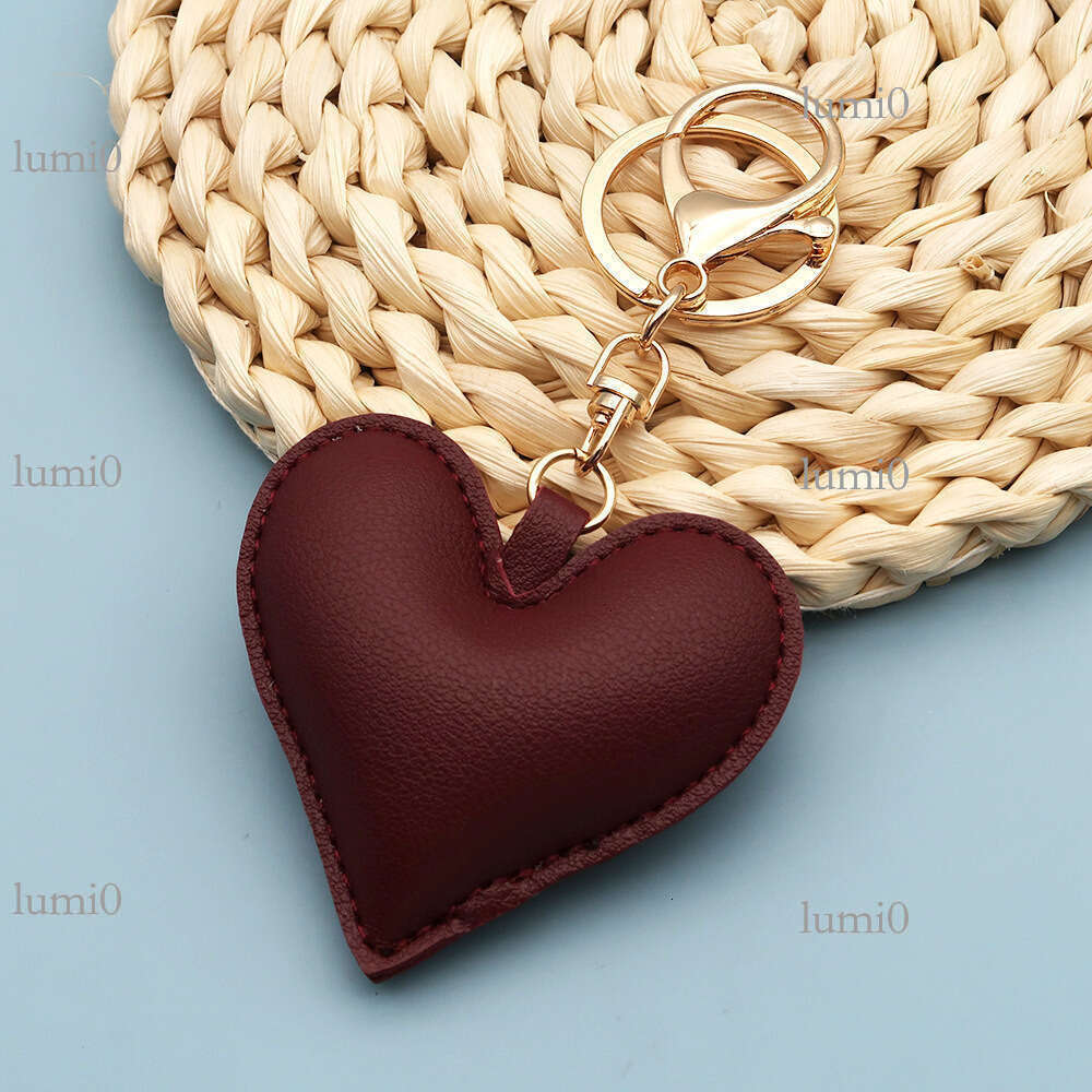 PU Simple Love Heart Couple Keychain Bag Pendant