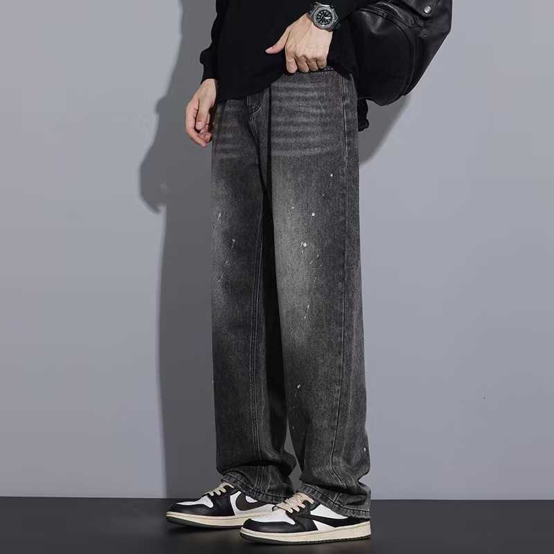 Special counter quality wide-leg jeans for men. 91% cotton. High-quality casual street trendy brand. Retro men's clothing. Straight fit.