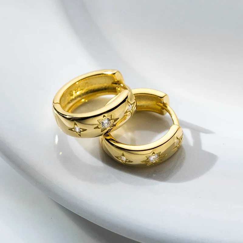 Sun Star Zircon Hoop Earrings for Women Stainless Steel Girls Metal Sun Rhinestone Ear Buckle Punk Elegant Jewelry XJ250814