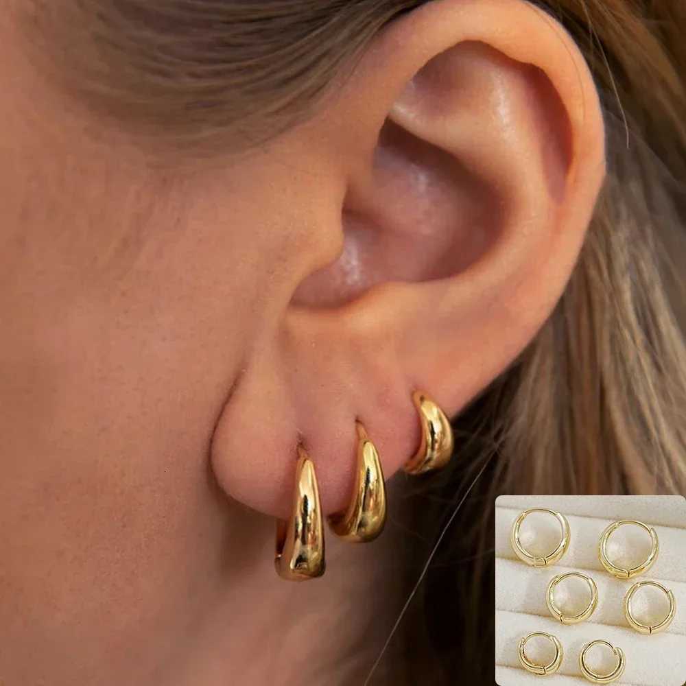 3Pairs Set Fashion Stainless Steel Crystal Oval Huggie Hoop Earrings for Women 18K Gold Plated Dangle Hoop Earring Punk Jewelry XJ250814