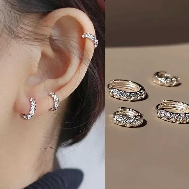 925 Sterling Silver Zircon 6/10MM Twisted Round Hoop Earrings for Women Classic Fine Jewelry Light Luxury Accessories XJ250814
