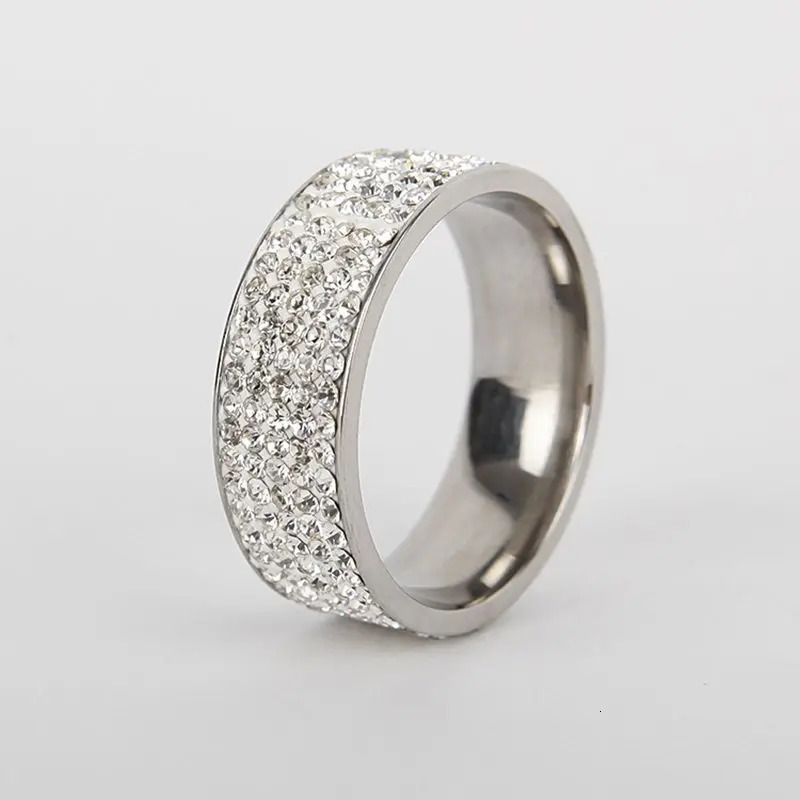 Women Men Stainless Steel Ring Crystal Rhinestone Wedding Engagement Ring Band Fashion Jewelry Size 7-12 250811