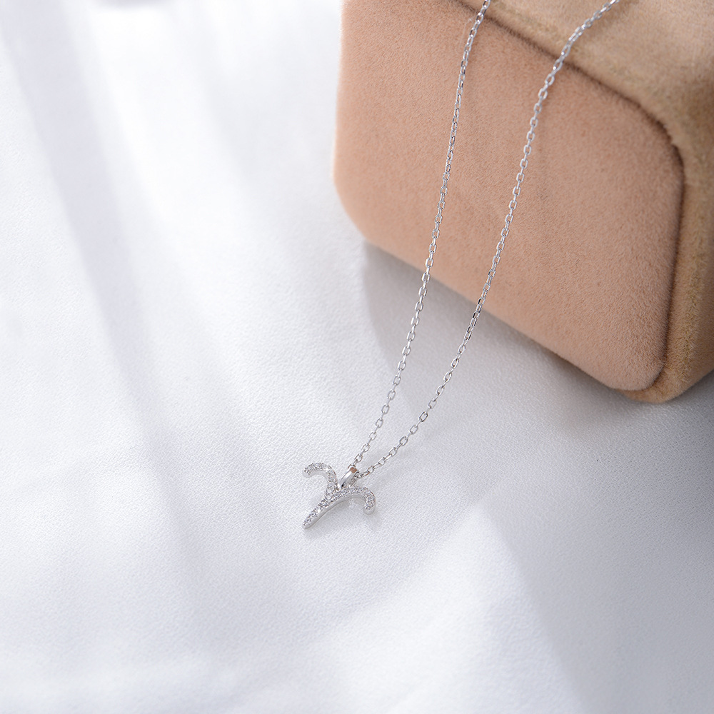 S Sier Inlaid Dia Zodiac Pendant Necklace for Women Fashionable Internet Celebrity Clavicle Chain Jewelry for Women