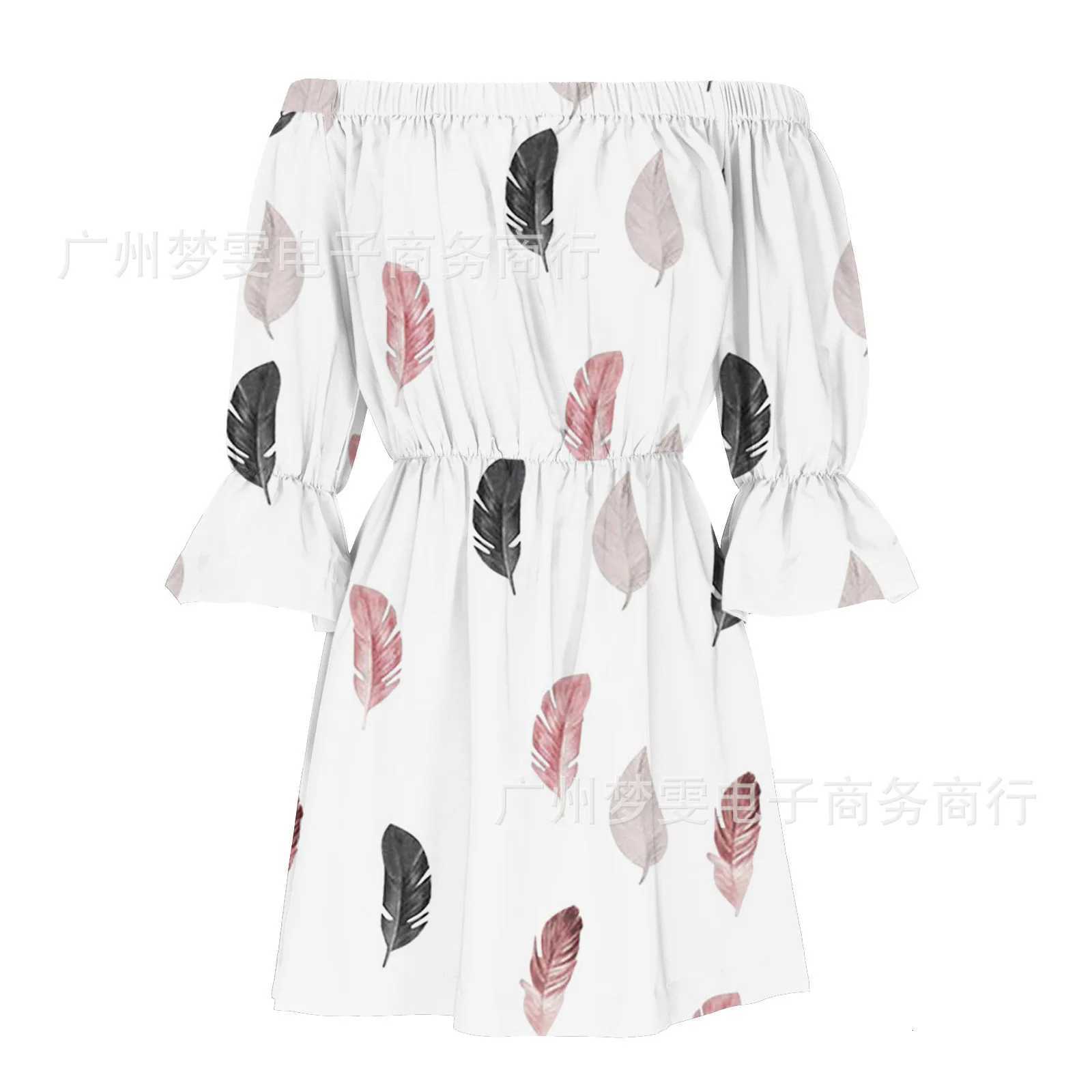 Women Summer Style Mini Dress Lady Casual Slash Neck Half Flare Sleeve Printed Dress Vestidos XJ250814