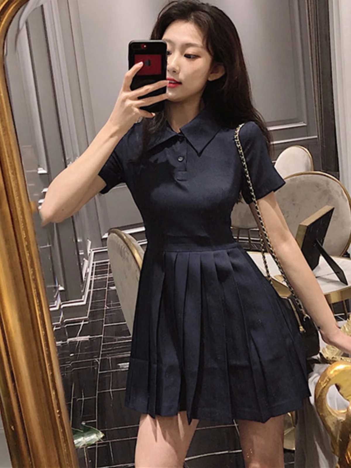 Hebe Sle Retro Collar Little Black Dress Women Sweet And Spicy Waist Cinching Summer Or T Sve High Waist A-Line Dress XJ250814