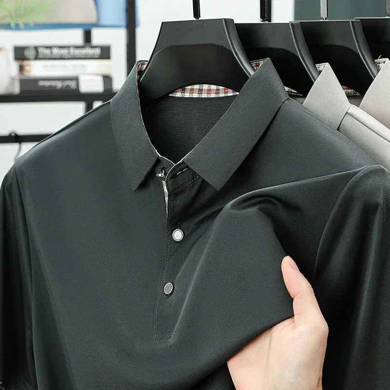 BROWON Brand 2025 Summer Plain Men Polo Shirt Soft Short-sleeved Polo Tee Shirt Ice Silk Breathable Business Tshirt for Men XJ250804