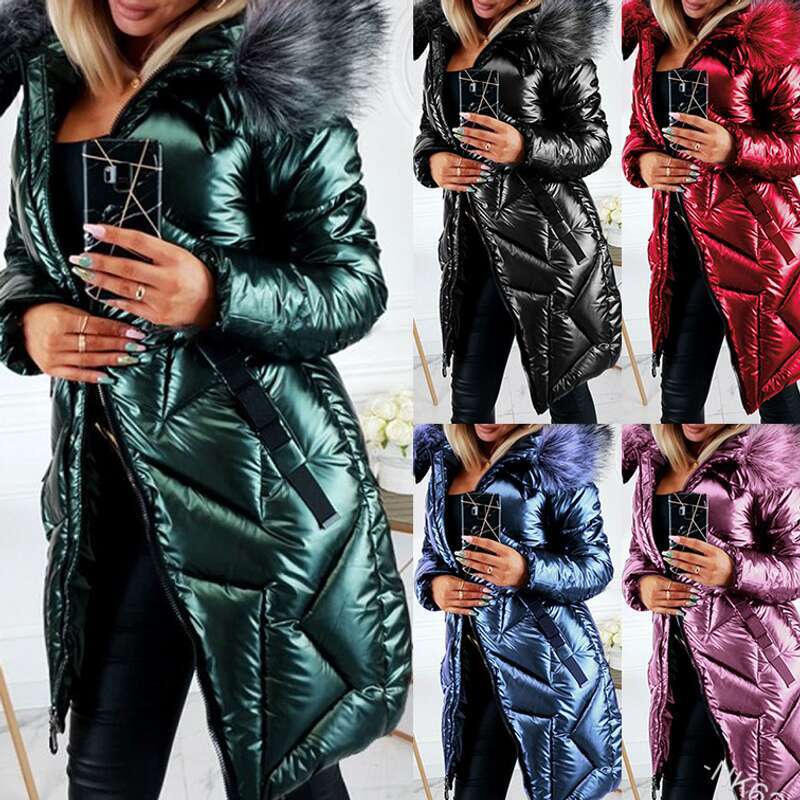 New Fashion Winter Puffer Down Jackets Women Fur Hooded Thick WarmCoats Female Waterproof Parkas