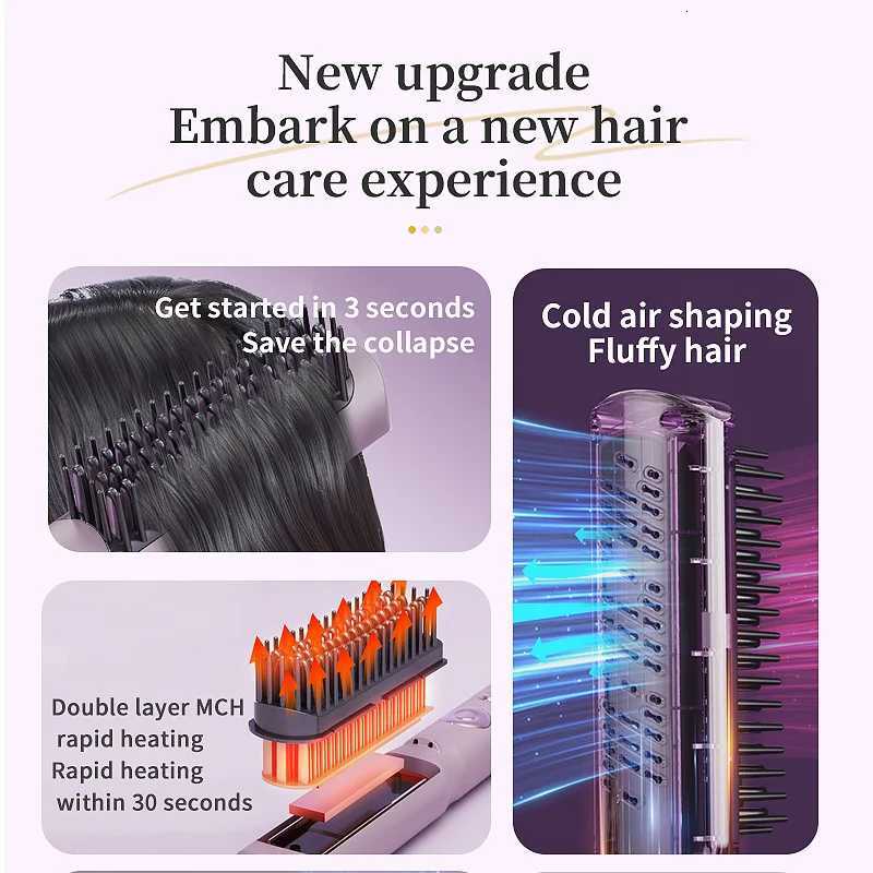 Portable Professional Hair Straightener Hot Cold Air 2-in-1 Hair Salon and Home Hair Care Styler Hair Straightening Brush W250814