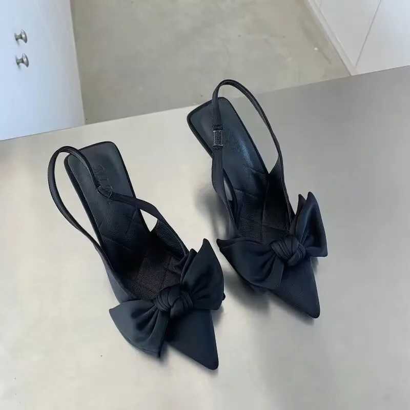 2024 Spring New Butterfly Knot Women Slingbacks Heels Shoes Sexy Dress Thin Heel Pointed Toe Ladies High Heels Women W250814