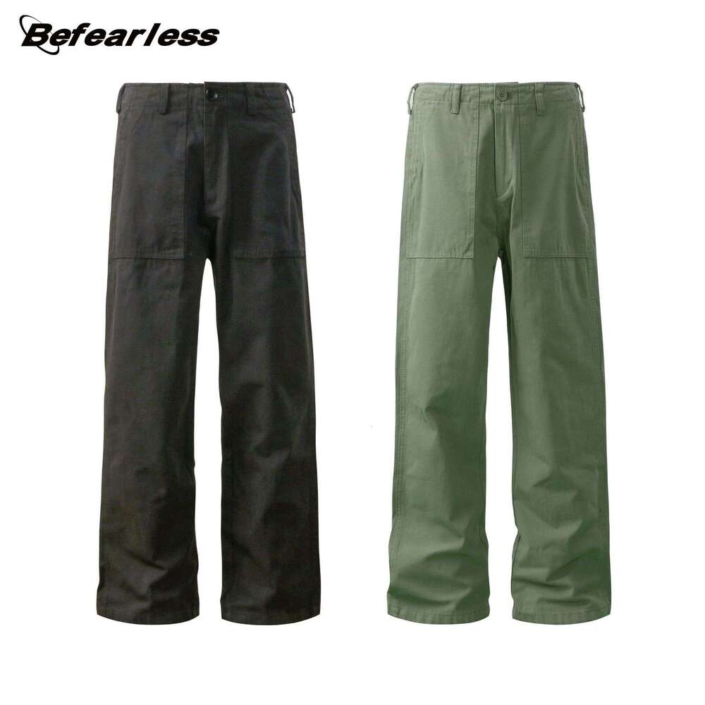 American Style Washed Vintage Straight-Leg Cargo Trendy Brand Unisex Loose Basic Wide-Leg Casual Pants B5