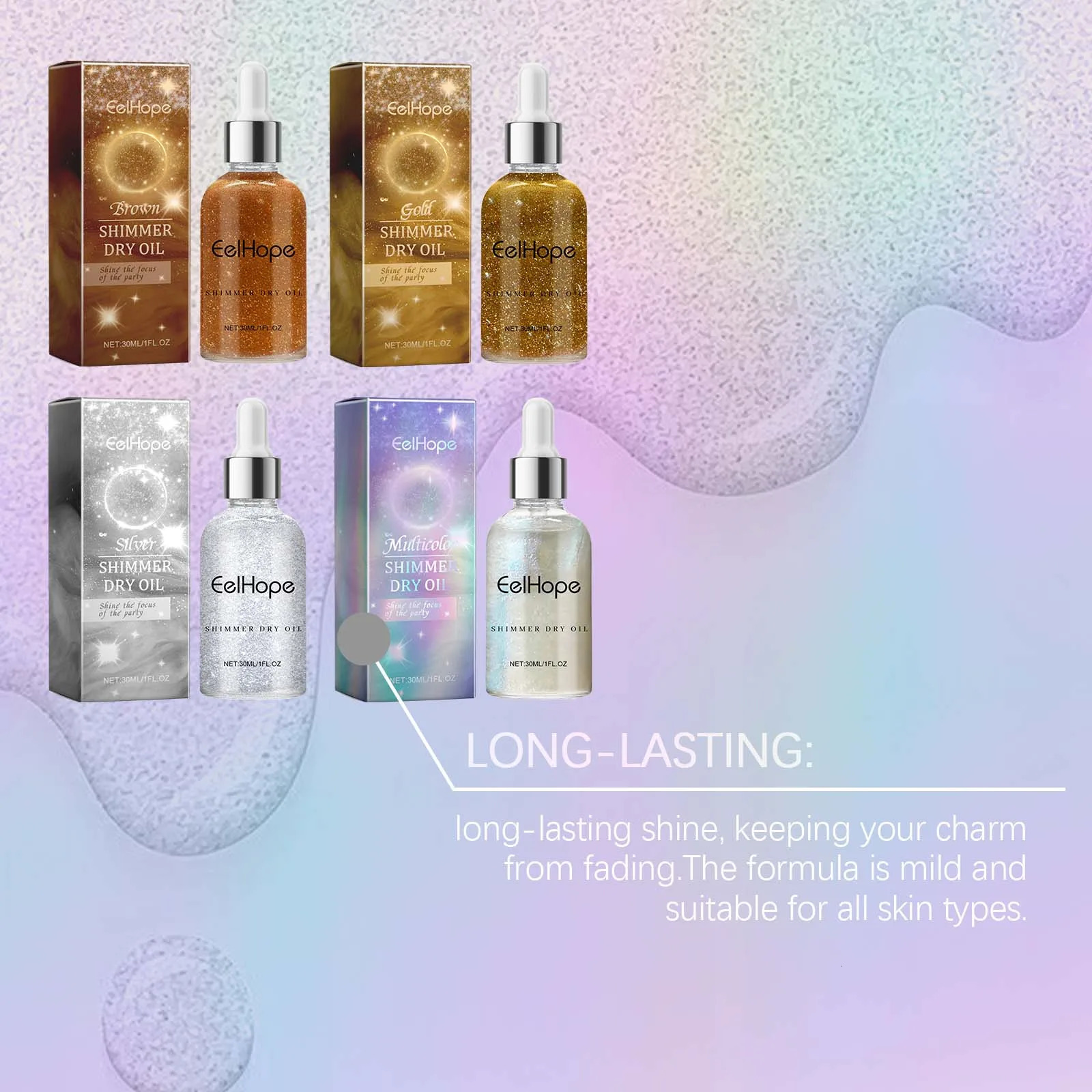 Eelhope Body Glitter Oil Natural Face Shimmer Shiny Waterproof Lasting Skin Liquid for Summer Party 250813