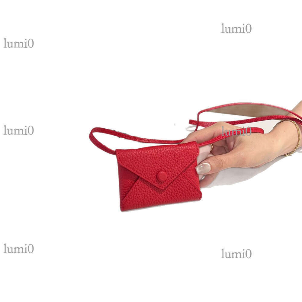 New Coin Purse Top Layer TC Envelope Waist Neck Bag Niche Mini Belt Genuine Leather Card Holder