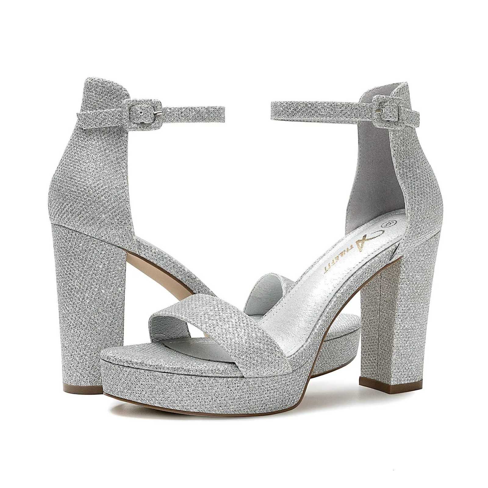 Fashion Womens Chunky High Heels Sandals Elegant Platform Heels 4 Inches Shoes Open Toe Ankle Strap Dress Pumps Sandals W250814