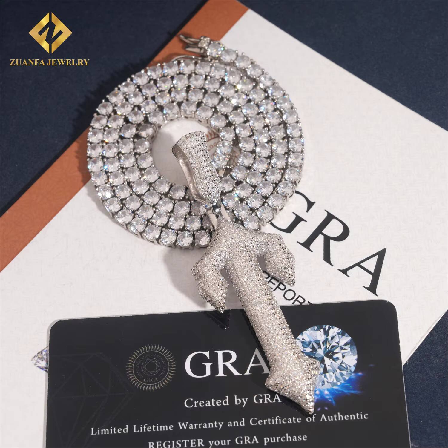 GRA Certificate Hip Hop Rhodium Plated Charm Pendants Custom Iced Out 925 Silver VVS Moissanite Jewelry Diamond Cross Pendant