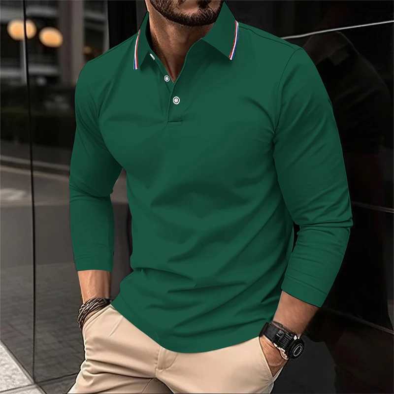 2025 Mens Summer Long Sleeve Lapel Polo Casual Breathable Comfortable Polo Shirt Solid High Quality Mens T-Shirt Dropshipping XJ250804
