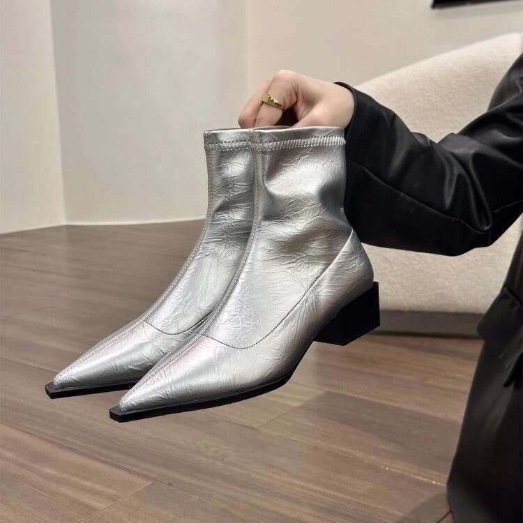 Pointed Toe Short for Women New 2025 Autumn Winter Women's Fashion Chunky Heel Slim Niche Design Single Boots