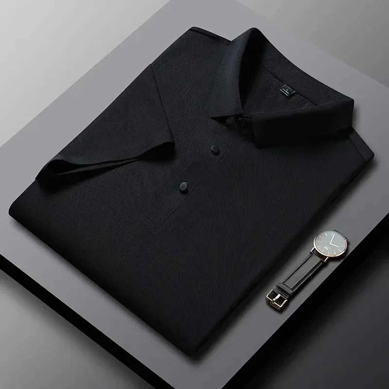 2025 New Summer Solid Color Casual Mens Polo Shirt Short Sleeved Turndown Collar Ice Silk T-shirt XJ250804
