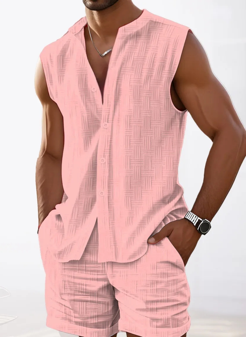 Men's Sets New Casual Comfortable Button Short Sleeve Polo Shirt and Shorts Two Piece Set for Men Fashoin Sweatpants Suit