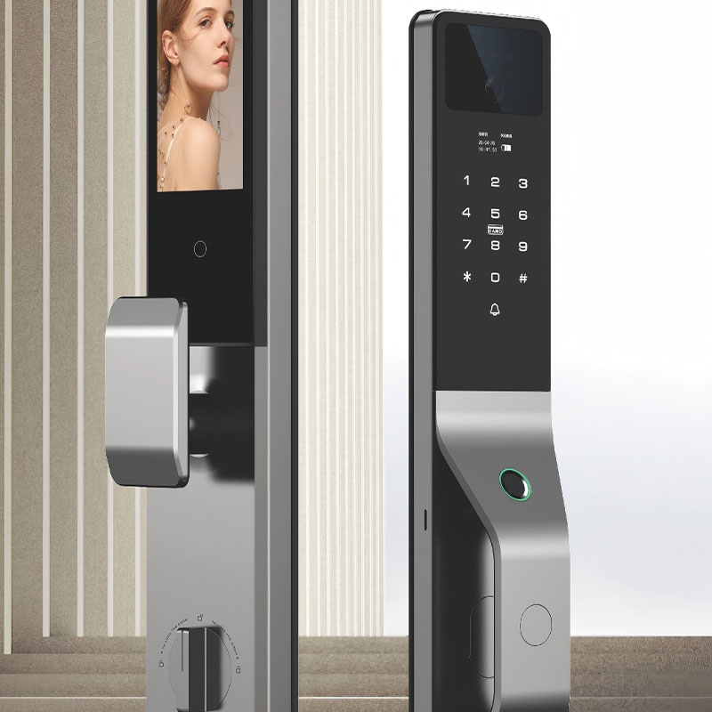 Smart 3D facial recognition digital door lock with smart video intercom, biometric fingerprint recognition, and built-in camera - RUBINHR C949-1