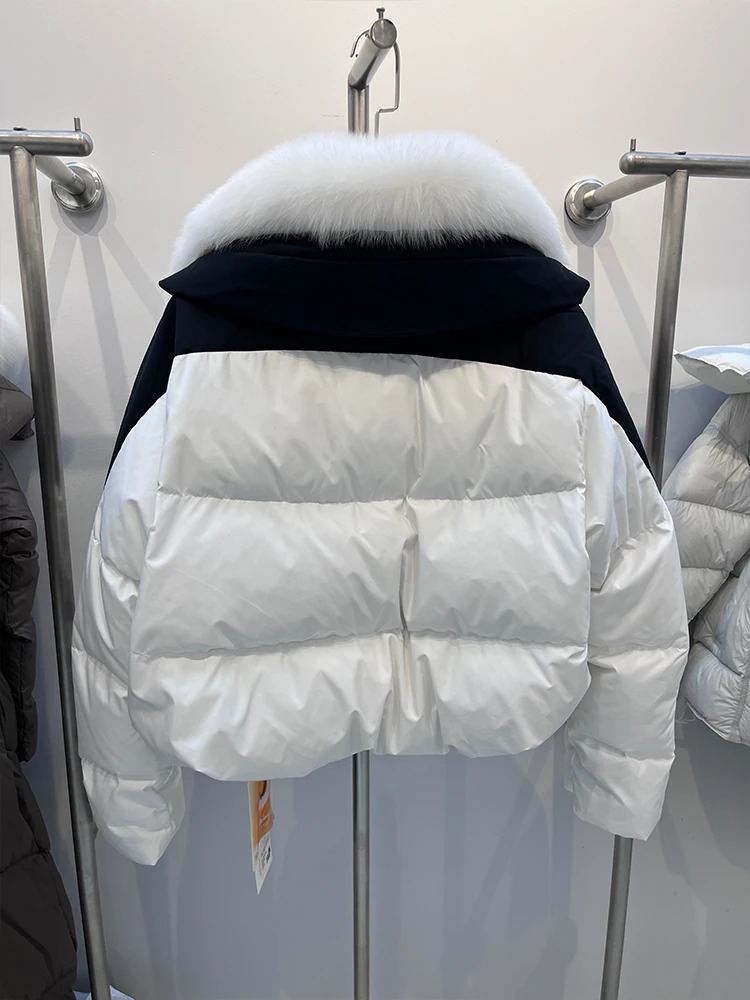 Winter Warm Womens Coat Thick Goose Down Jacket With Silver Fox Fur Collar Jacket Female Outdoor Streetwear 250811
