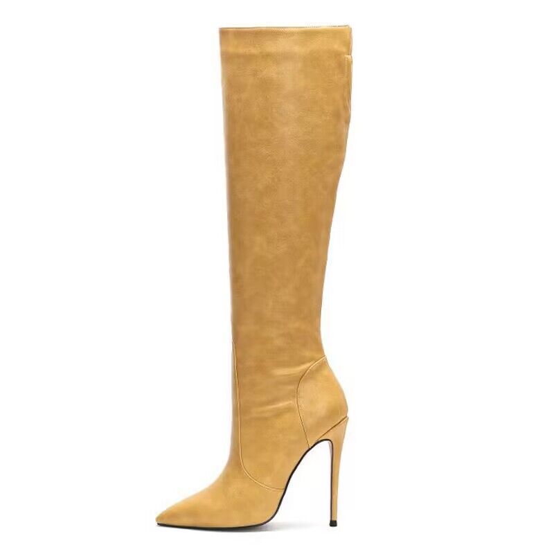 Chengdu Artisan Women's Pointed-Toe Knee-High Boots 10cm/12cm Stiletto Heel Suede/Patent Leather Slimming Over-The-Knee Boots