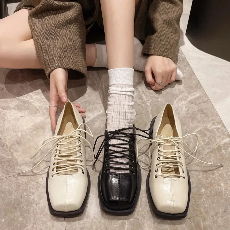 Womens Solid Color Low-top Shoes Spring and Autumn Fashionable Trendy Casual Mid-mouth Lace-up Low-top Shoes Zapato 250809