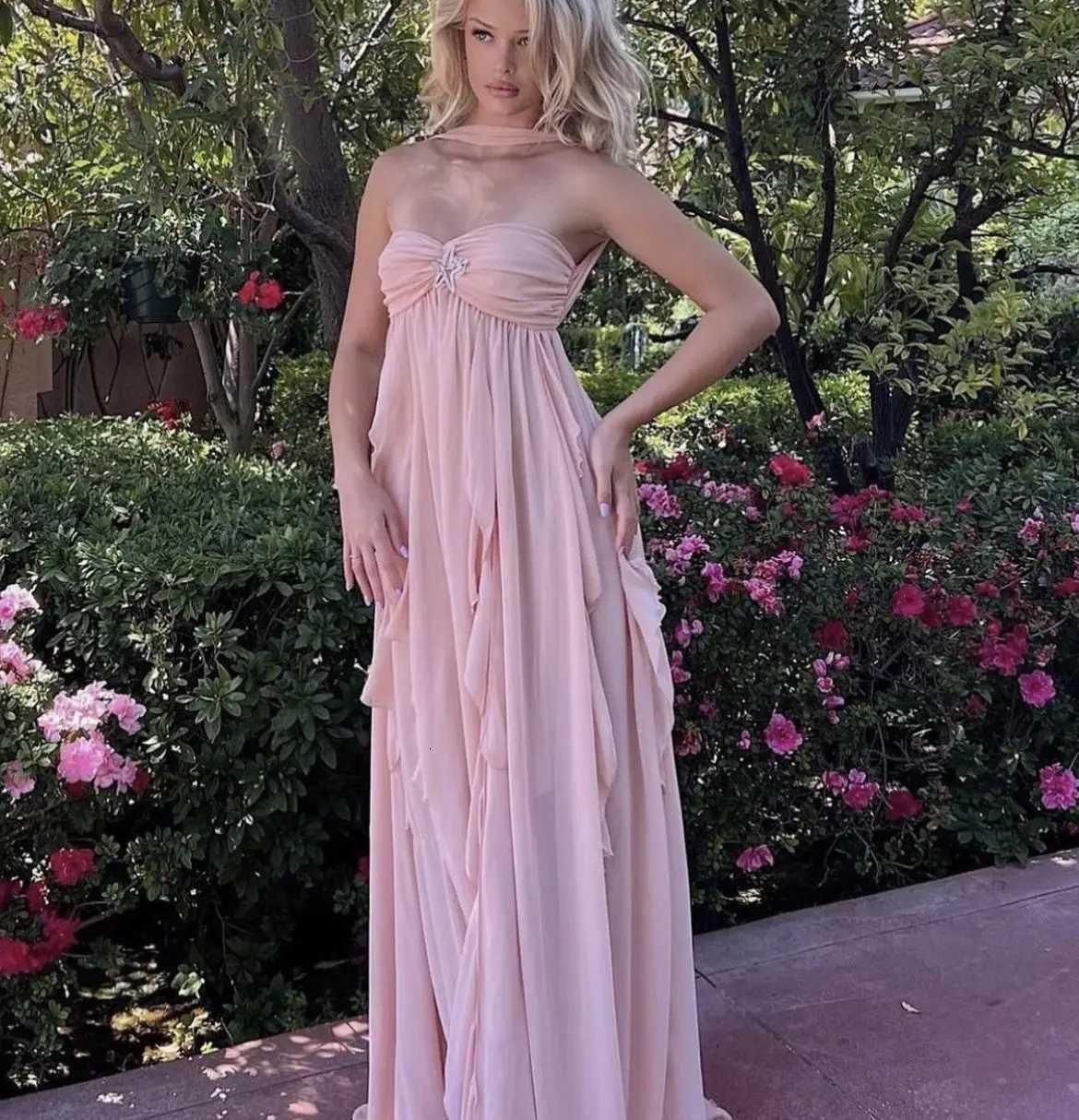 2024 Fashion Women Summer Sleeveless Dress Irregular Ruffled Hem Backless Cocktail Party Dress for Beach Club Streetwear XJ250814