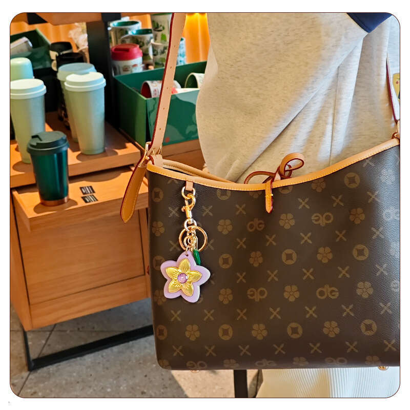 Ins Super Popular Keychain Women's Bag Accessories Camellia Car Key Pendant Valentine's Day Gift