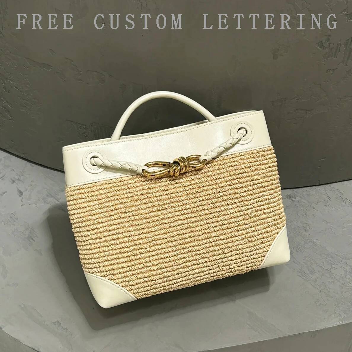 French straw woven summer new niche design splicing PU vintage one-shoulder crossbody bag fashionable ladies handbag high-quality