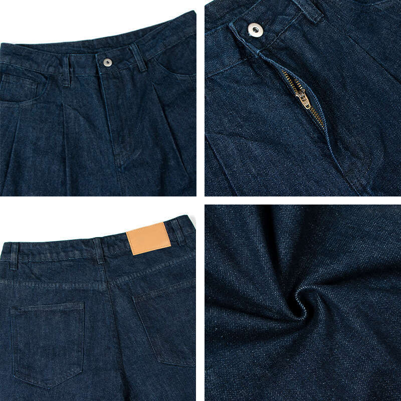 American Style Original Color Wide-Leg Jeans Unisex Trendy Loose Floor-Length Silhouette Couple Straight Casual Long Pants B5