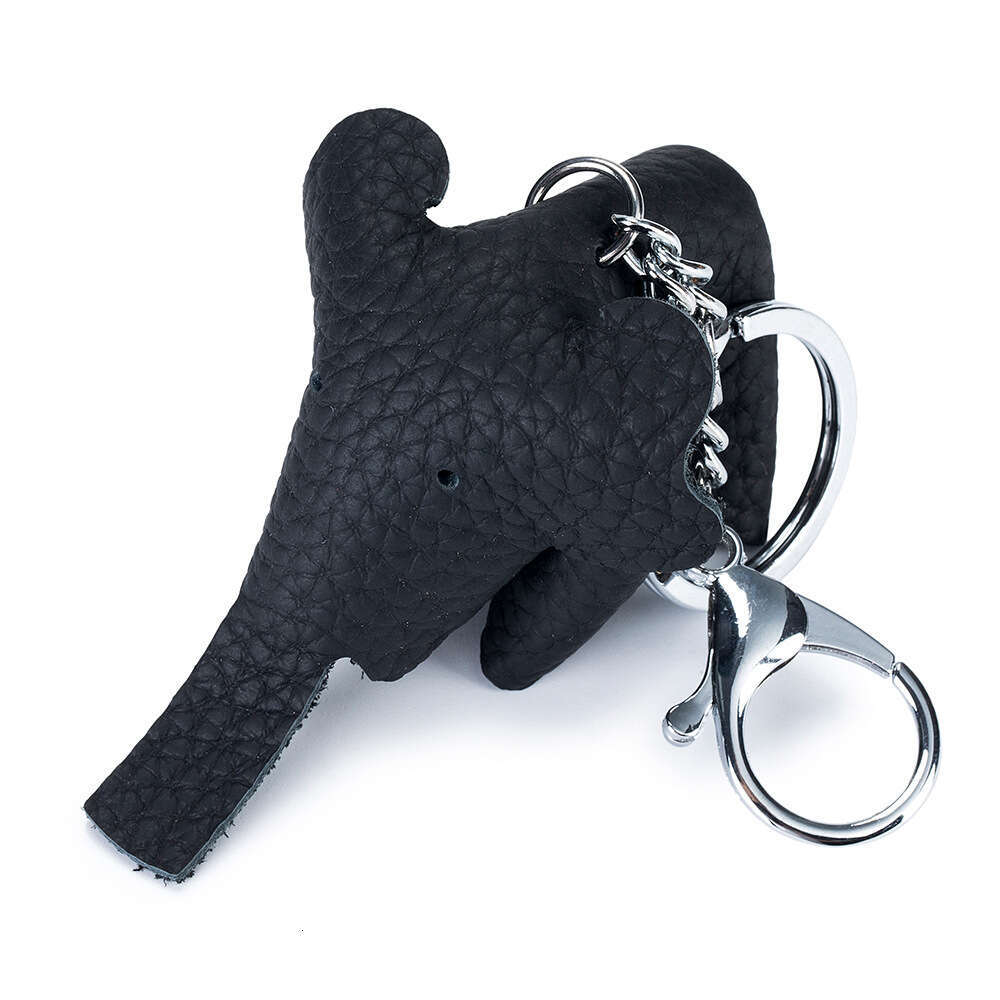 Genuine Leather Creative Little Elephant Keychain Animal Car Key Pendant Top Layer Cowhide Bag Cute Doll Hanging Ornament Adorable