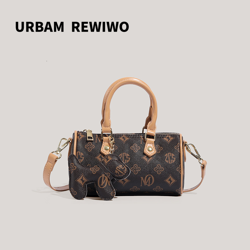 New Light Luxury Niche Texture Women's Handbag Free Shipping Designer Pink Floral Cylindrical Makeup Bag Versatile Fashion Shoulder Crossbody Bag