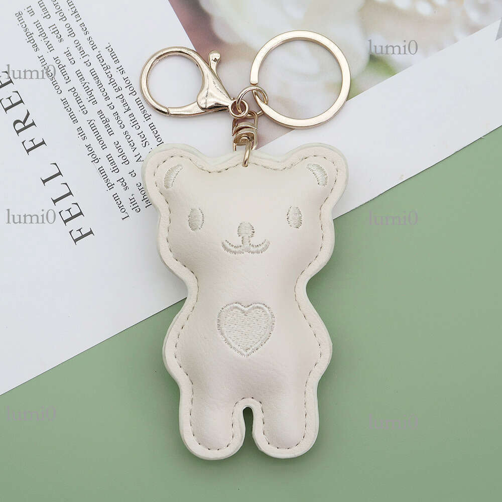 Embroidered Heart Bag Pendant Standing Bear Leather Backpack Creative PU Couple Keychain Versatile