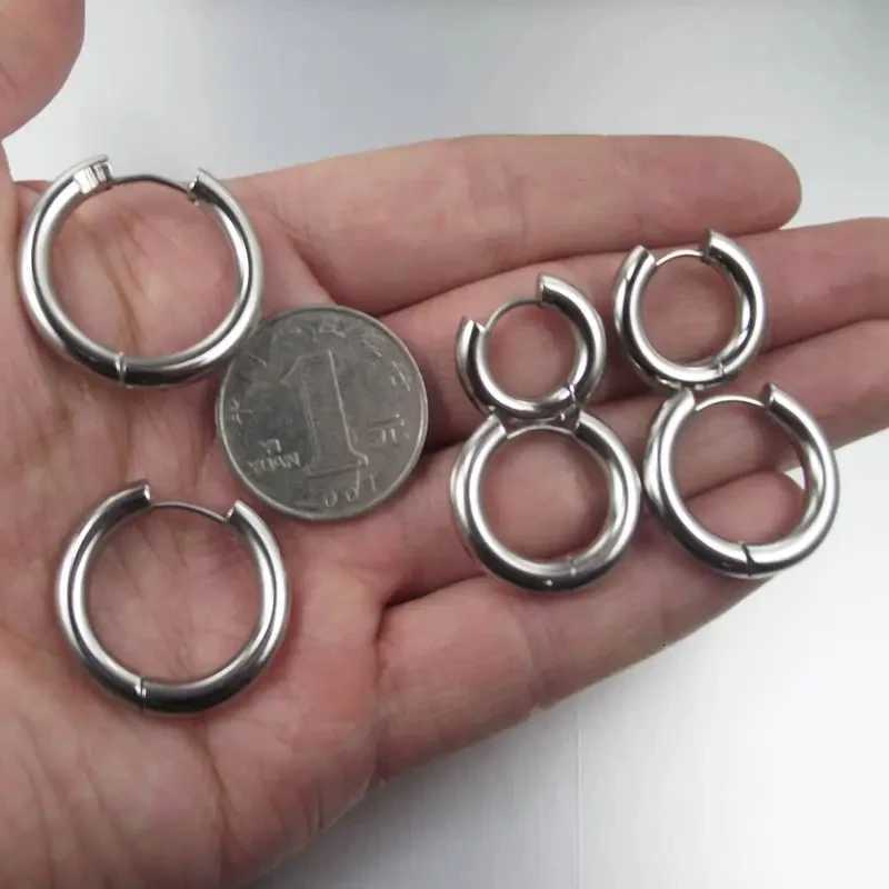 2 Pieces 4mm Thick Stainless Steel Earrings Cute Big Round Circle Earrings Hoop Earrings Huggie Jewelry for Men and Women Gift XJ250814