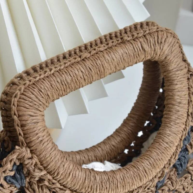 New Niche Design Retro Paper Rope Crochet Women's Straw Bag Bohemian Handmade Woven Tote Summer Beach Vacation Handbag Female high-quality