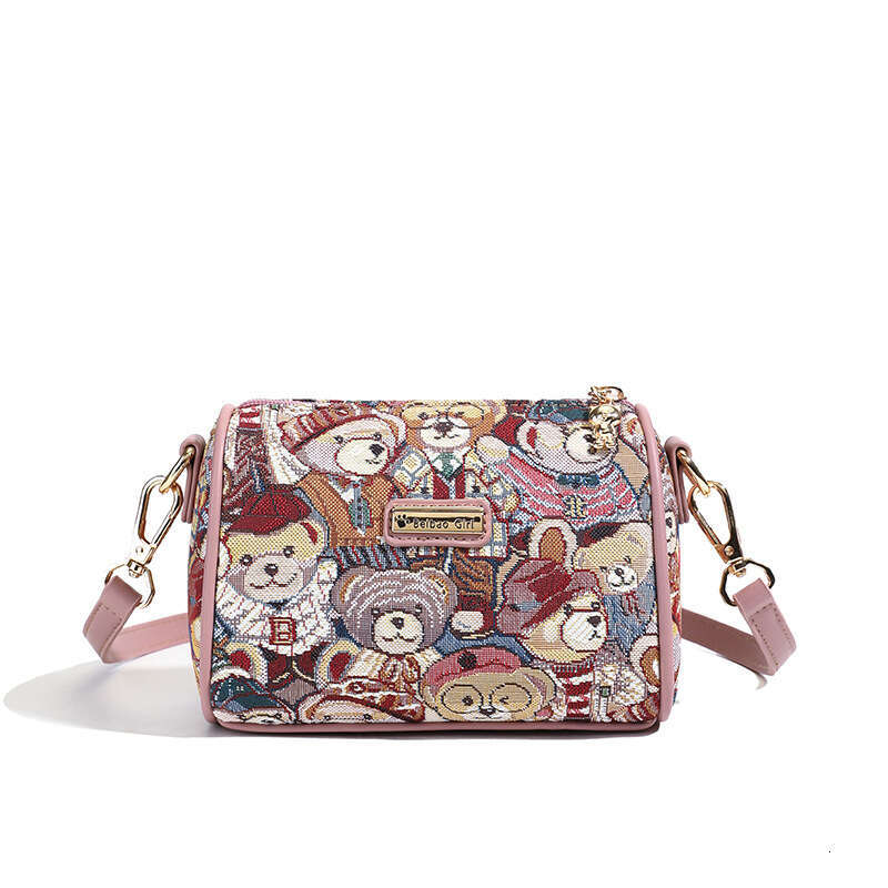 New Product Beibao High-End Canvas Embroidered Bear Single Shoulder Crossbody Small Bag