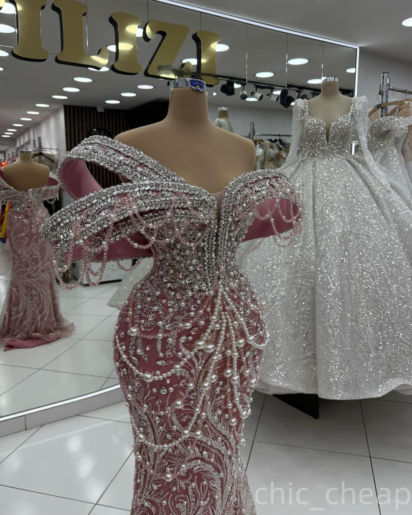 Blush Pink Mermaid Prom Dresses 2025 Pearls Crystals Stylish Evening Formal Party Second Birthday Engagement Gowns Plus Size Dress For Special Occasio