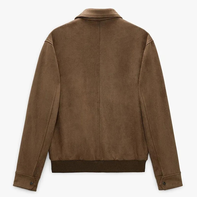 Spring Autumn Mens Faux Suede Lapel Jacket Casual Fashion Zipper Coat High Quality Suede Jackets 250808