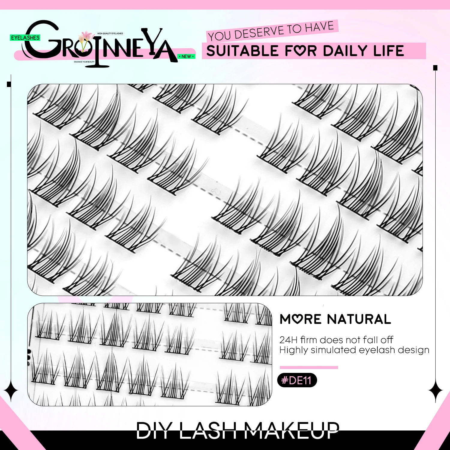 GROINNEYA DIY Lash Clusters Manga Eyelashes Multi Styles Natural Look False Professional Makeup 250811