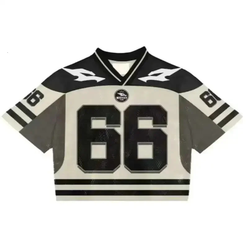 2025 Y2K American T-shirt Harajuku Hip Hop Fashion Streetwear Vintage Casual Breathable Splicing Short Sleeve 250813