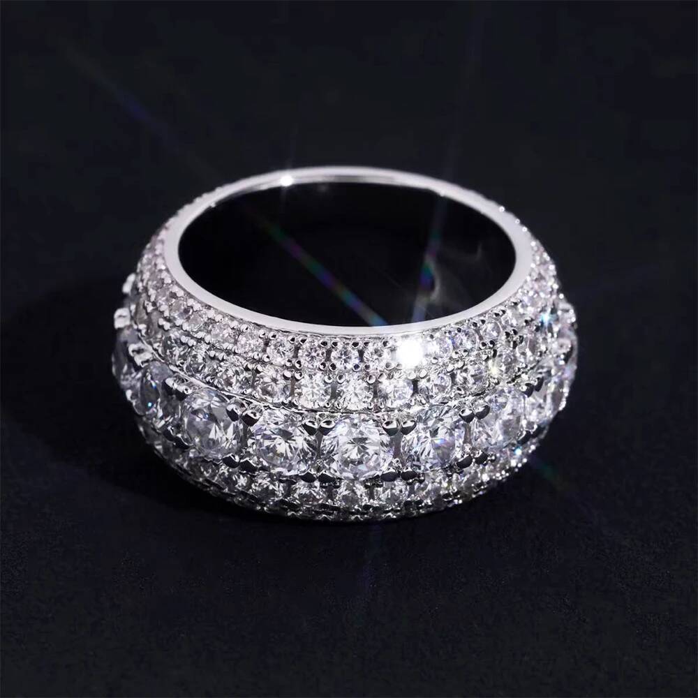 BXINY Luxury Full Moissanite Rings 925 Sterling Silver D Color Lab Diamond For Women Men Hiphop Bands Fine Jewelry GRA Certified