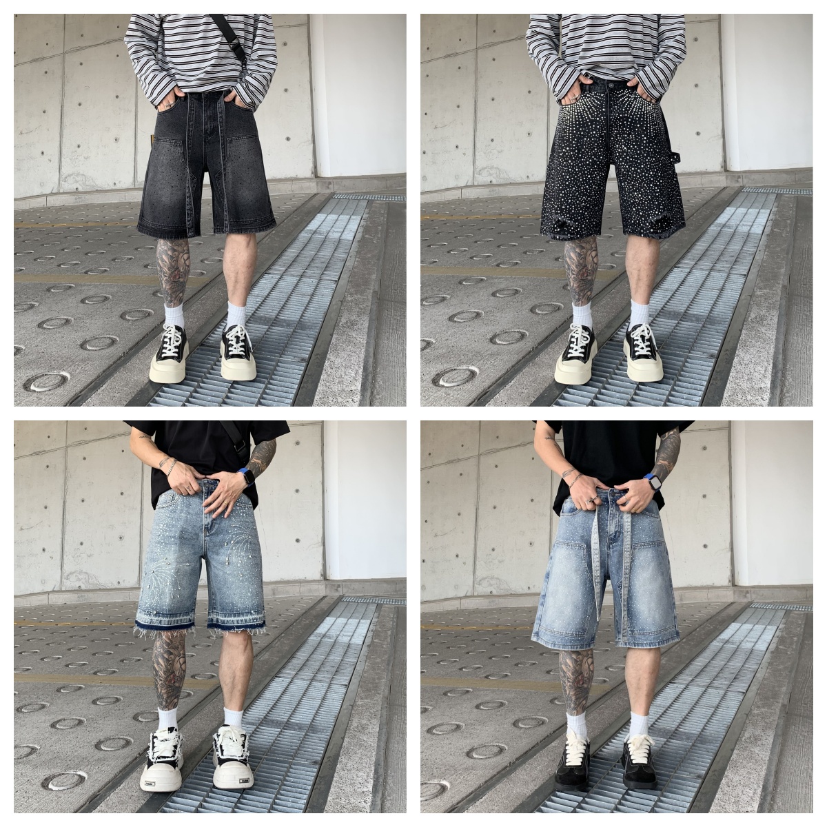 Men's Shorts Drill Denim designer shorts Street Short jeans for mens High quality Y2K Trend pants Goth Punk Harajuku Fashion Loose Hip hop jorts Vest