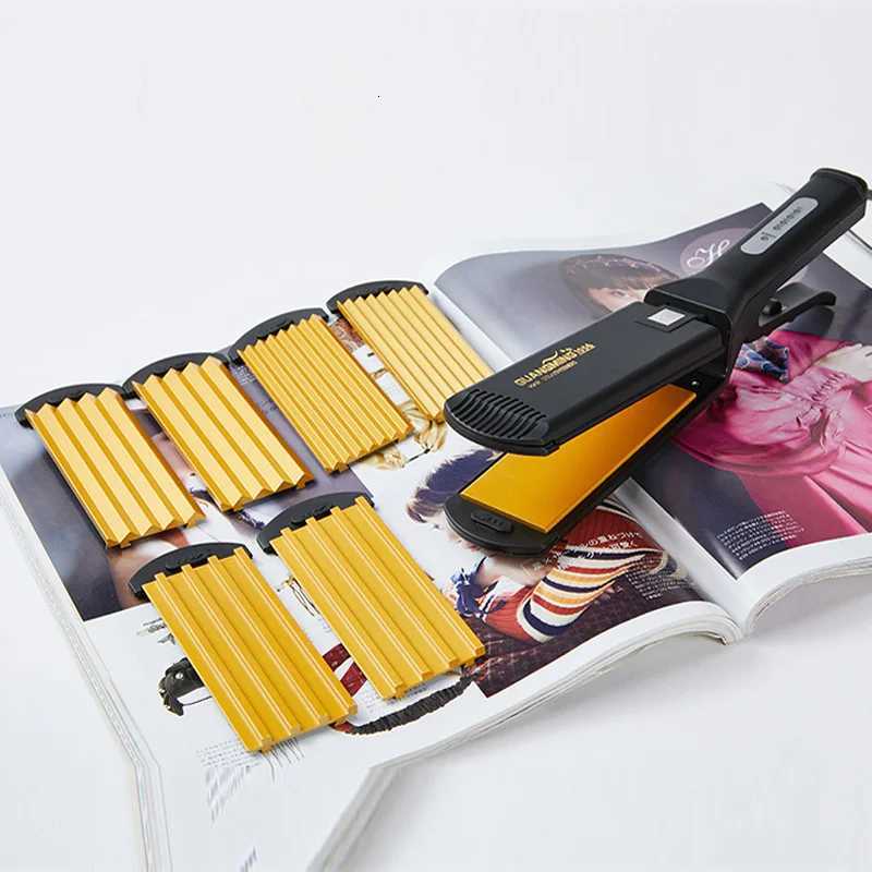 4-in-1 Women Interchangeable Plates Hair Straightener Crimping Iron Crimper Hair Styling Tool Deep Wave Straightening Iron W250814